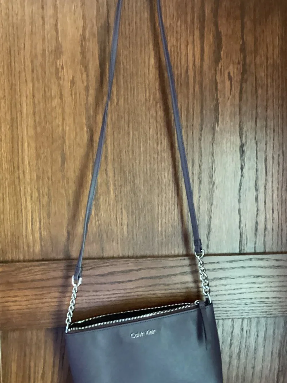 Calvin Klein Purple Cross body bag purse silver accents (preowned)